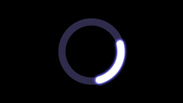 4K Animated Neon Loading Spinner Icon Loop Seamless Black Background Motion Graphics Overlay