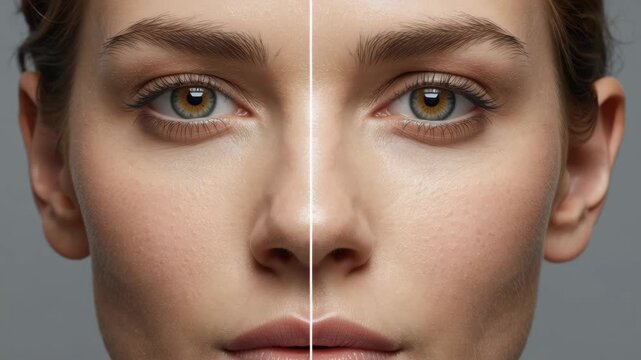 Close up portrait face skin texture retouch soft natural female portrait with even skin tone