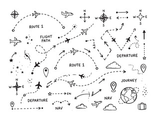 Obraz premium travel itinerary doodle set