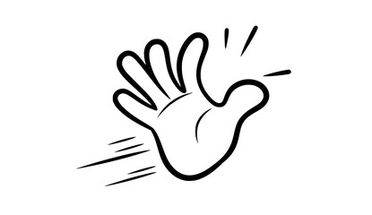 Obraz premium Cute Cartoon Hand Waving Hello with Motion Lines 
