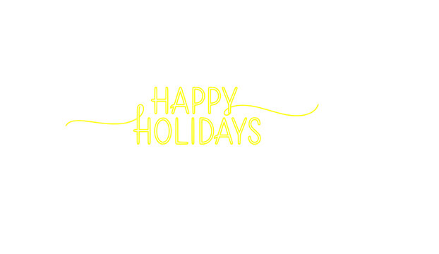 HAPPY HOLIDAYS black monoline calligraphy banner
