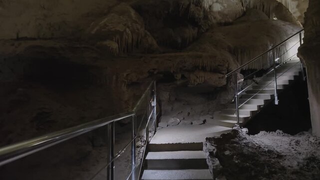 Famous prometheus cave near Kutaisi with many stalactites and stalagmites. Travel