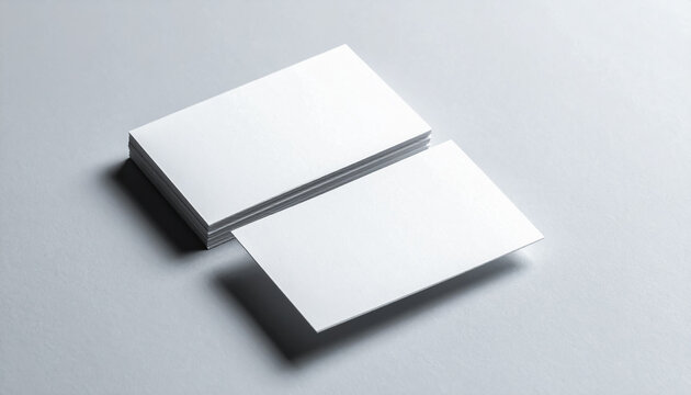 Stack of blank business cards with one card lifted creating a clean professional mockup for branding use