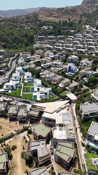Aerial View of Luxury Villas and Coastal Resorts in Cesme Izmir Turkey