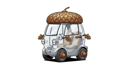 Whimsical acorn car design with cartoon style for fun and creativity © Mark