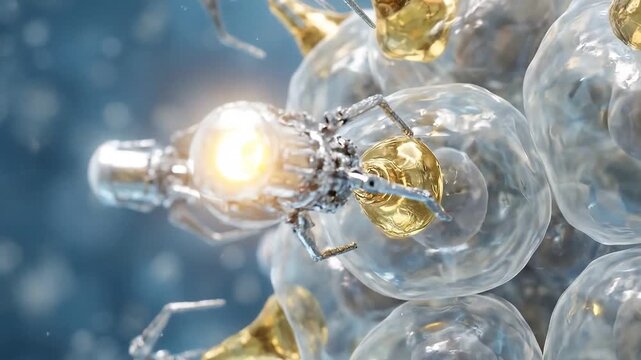 A radiant seed planted in dark soil, illuminated by a glowing DNA helix above it.
