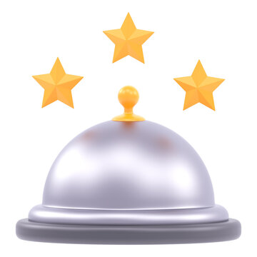 Food Service Raiting 3d icons in cartoon plastic style minimal isolated on transparent white background, clipping path	
