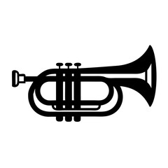 Obraz premium flugabone instrument symbol icon silhouette illustration for brass band music performance and acoustic design