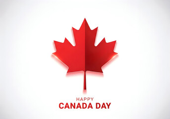 Obraz premium Happy canada day celebration with a red maple leaf on white background