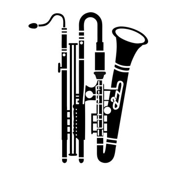 contrabassoon instrument symbol icon silhouette illustration for classical orchestra music performance and acoustic design