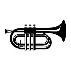 Naklejka premium bass cornet instrument icon silhouette illustration for music band brass orchestra and sound design