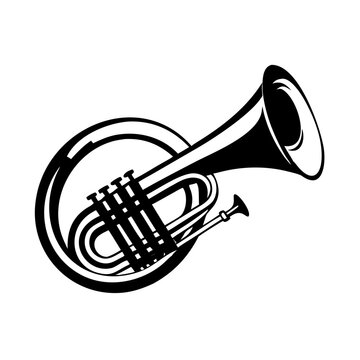 helicon brass instrument icon silhouette illustration for music band orchestra and marching design