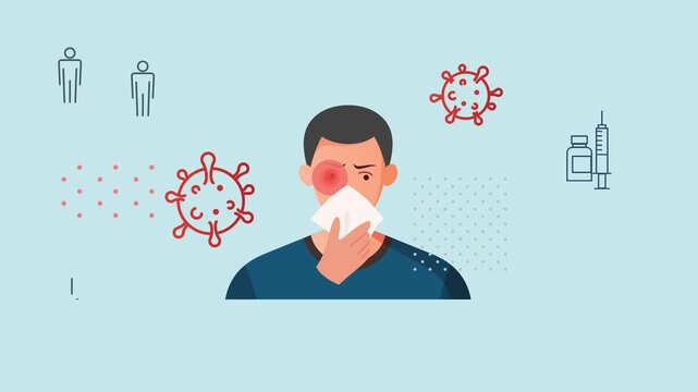 Allergic rhinitis also known as  hay fever  - Stock Animated Illustration