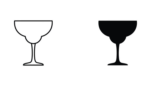 Margarita cocktail glass icon in outline and solid black vector style for bar menu and drink beverage concept graphic elements isolated on white background
