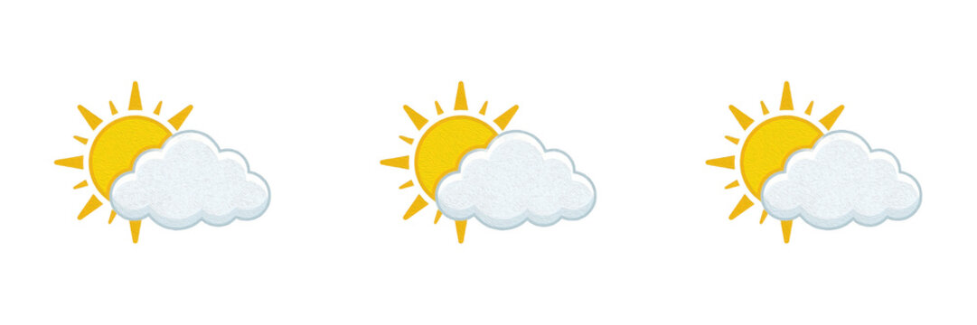 Sun with Clouds Weather Forecast Icon Transparent PNG Partly Cloudy Summer Sky Climate Graphic