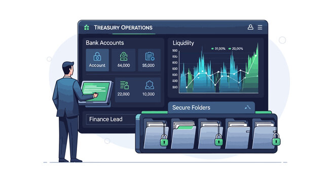 Efficient treasury management dashboard for financial operations and liquidity tracking