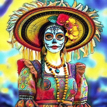 Mexican woman wearing sombrero