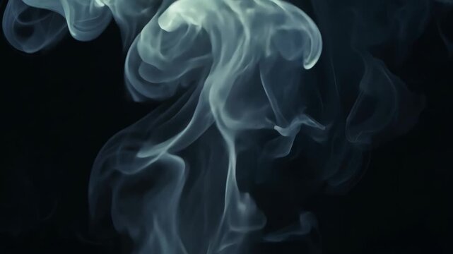 Abstract Smoke Art: Ethereal Whimsical Grey Smoke on Black Background