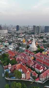 Aerial View of Wat Paknam Phasi Charoen in Bangkok, Thailand