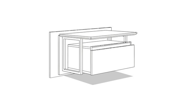 Modern wall-mounted foldable table design with geometric lines
