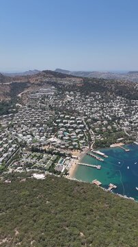 Aerial View of Luxury Villas and Coastal Resorts in Cesme Izmir Turkey