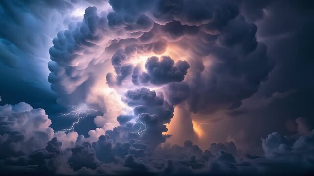 Massive explosive cloud eruption rising into sky dramatic destructive blast