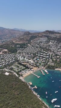 Aerial View of Luxury Villas and Coastal Resorts in Cesme Izmir Turkey