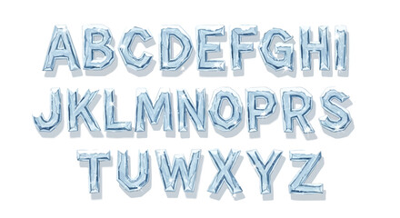 Crystal ice alphabet: shiny 3d letters with frosty texture design © Sir Gant