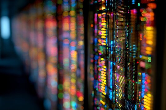 Intricate details of a supercomputer  an extreme close up view of advanced technology