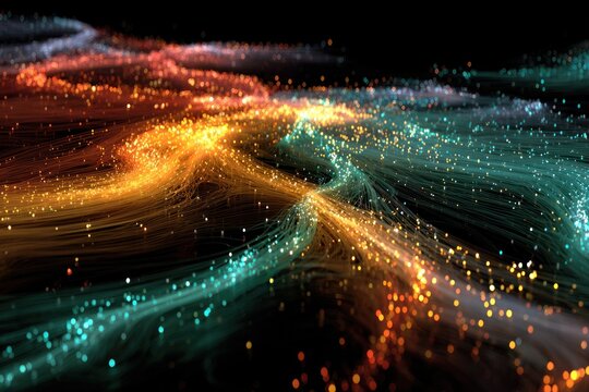 Abstract Digital Wave of Colorful Particles
