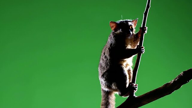 Dynamic Flying Squirrel In Mid-Leap Captured Against A Vibrant Green Screen Emphasizing Agility And Motion Ideal For Wildlife And Nature Themes