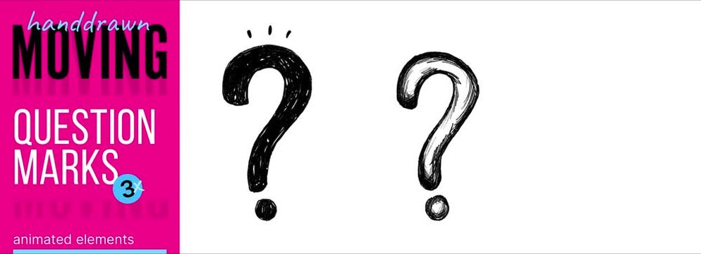 Animated handdrawn doodle question marks set. Black drawing punctuation symbols on white background