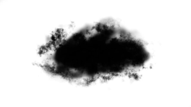 Soft White Smoke Cloud Transition Expanding And Dissolving Over A Black Background. Smooth Cinematic Reveal And Fade Overlay Effect, Atmospheric Motion Graphics. 