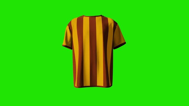 4K animated soccer jersey waving in wind on green screen background, ideal for sports promotions, World Cup and chroma key editing.