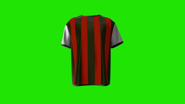 4K animated soccer jersey waving in wind on green screen background, ideal for sports promotions, World Cup and chroma key editing.