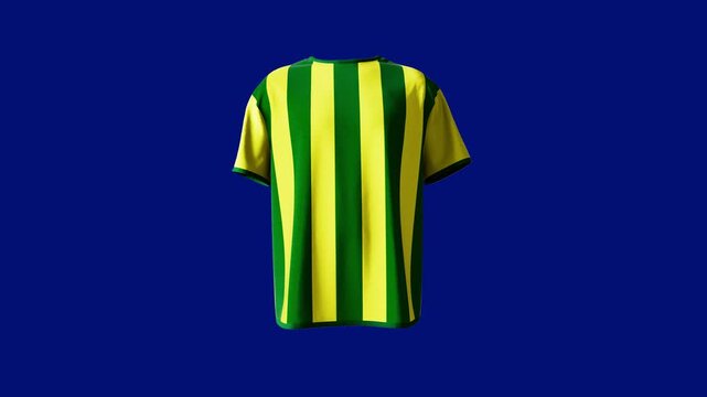 4K animated soccer jersey waving in wind on green screen background, ideal for sports promotions, World Cup and chroma key editing.