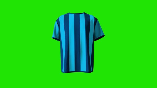 4K animated soccer jersey waving in wind on green screen background, ideal for sports promotions, World Cup and chroma key editing.