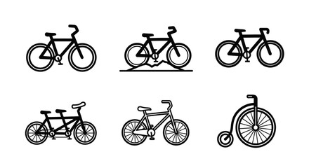 Obraz premium Bicycle icons set in black and white against a white background