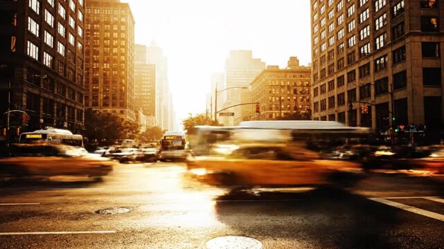 Cinematic High-Angle View of Traffic and Melting Asphalt in an Oppressive Urban Heat Haze