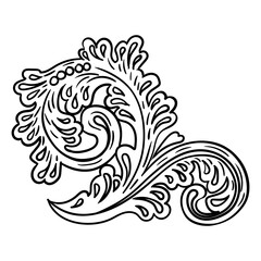 Fototapeta premium Decorative scroll leaf hand drawing design element vector illustration