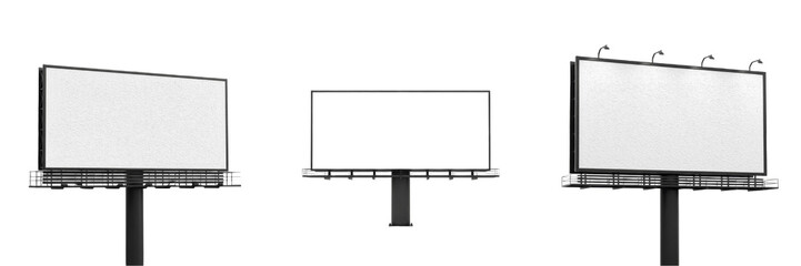 Obraz premium Blank White Billboard Sign Structure Isolated on White Background, PNG