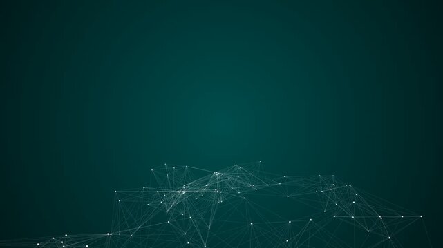 Abstract Digital Network Connection With Particles On Dark Green Backg