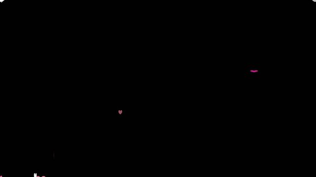 Animated Hearts Falling Against A Black Background For Valentines Day
