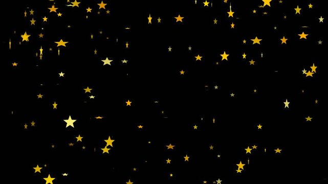 Golden Star Confetti Particles Falling Over A Black Background