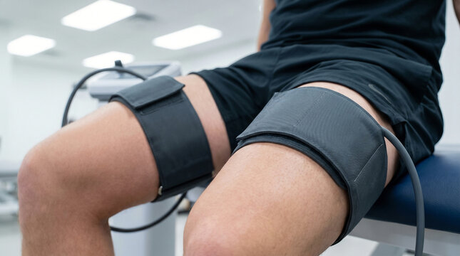 Blood Flow Restriction Therapy Bands On Thighs