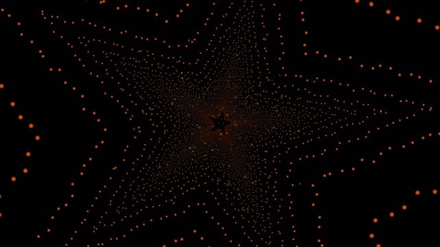 Abstract Glowing Orange Particle Star Tunnel Background