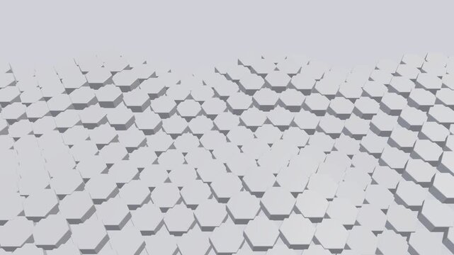 Abstract White Hexagonal Surface With Smooth Geometric Wave Motion