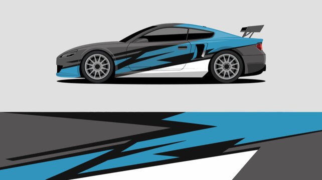 Blue and black sports car design.