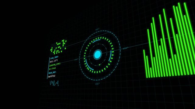 Digital Technology Dashboard Interface With Animated Data Visualizatio