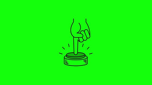 Animation of green button being pressed by finger, start button, yes, engine control button, on button, 4K video